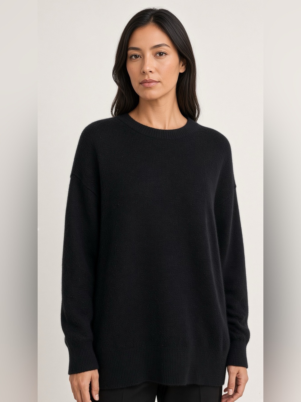 The Cashmere Project Black Cashmere Crewneck Sweater Size S Oversized Minimalist
